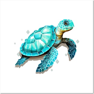 Turquoise Diamond Turtle Posters and Art